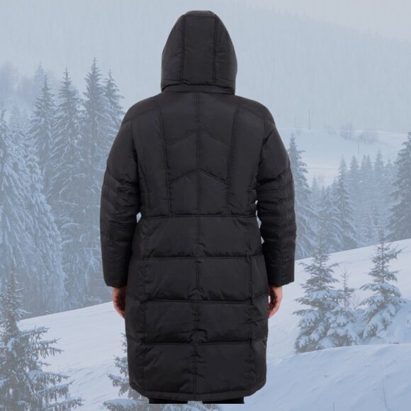 NWT - London Fog Faux-Fur-Trimmed Down Puffer Coat w/Hood - Black - Picture 8 of 12